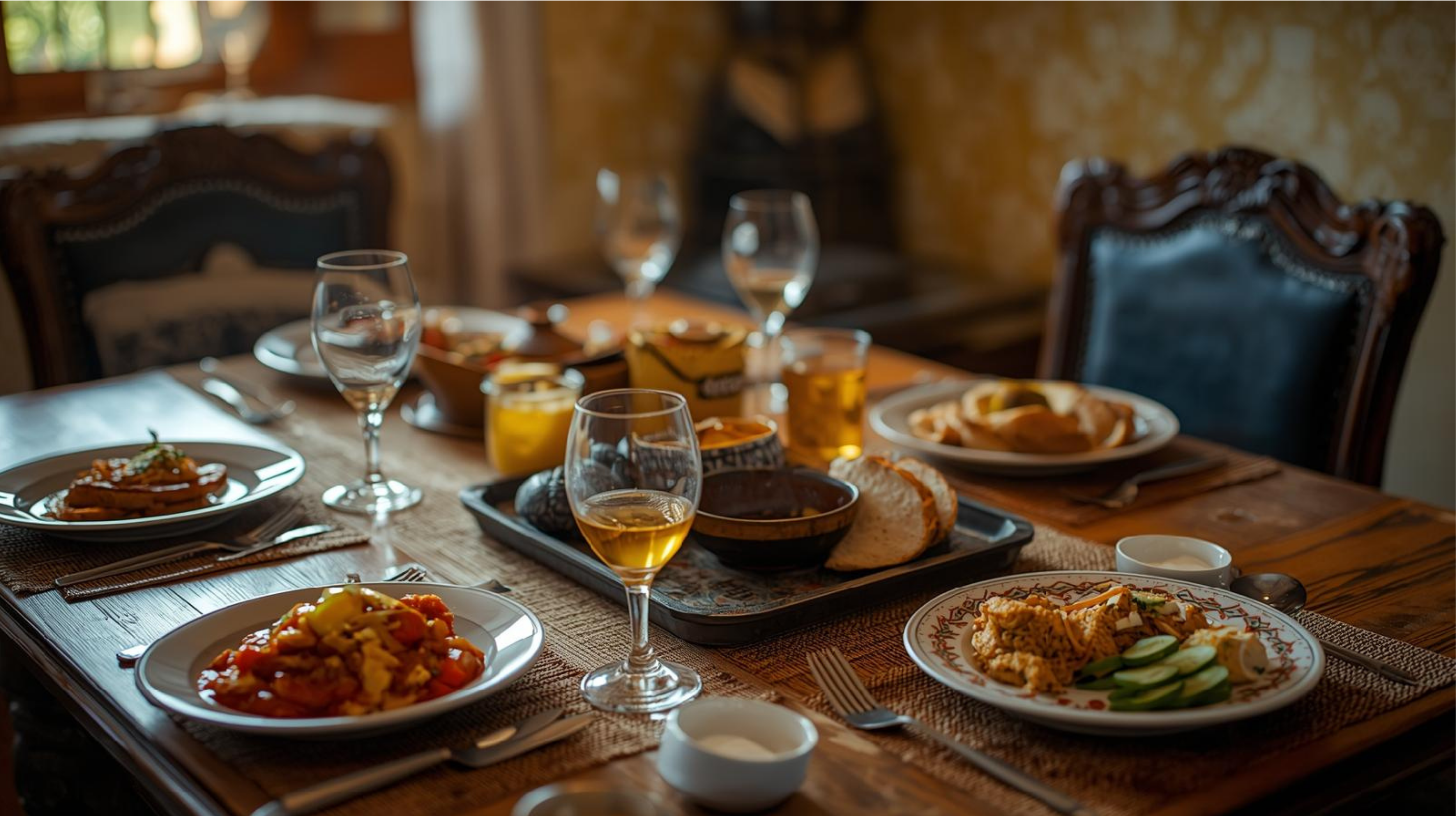 Artículos de comedor y servicio en mesa de hogar mexicano