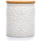25DOL frasco cerámico pequeño con grabado naturaleza para almacenamiento elegante