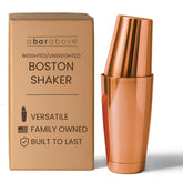 A Bar Above Boston Shaker 18oz con peso y contrapeso para batidos suaves.