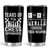 Absacie vaso térmico con diseño ajedrez frontal, ideal para café diario