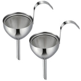 Conjunto Acellegic de embudo de acero inoxidable con colador, ideal para verter sin goteos.