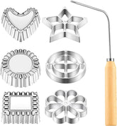Achouray conjunto-rosetas-timbales-frente, ideal para hornear bunuelos crujientes.