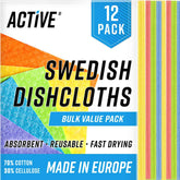 ACTIVE paño sueco de cocina, pack de 12, absorbente para platos