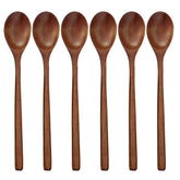 ADLORYEA Cucharas de madera conjunto de 6 piezas de 9 pulgadas para comer y mezclar.