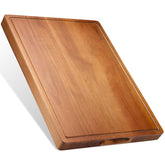 ADMKERS tabla de corte de acacia 17x12 con surco para jugos, ideal para carnes y verduras