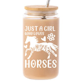 Taza Aeenr de vidrio con caballo; perfecta para café matutino en casa.