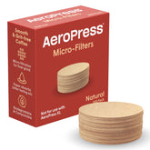 AeroPress: filtros de papel natural redondos para extracción limpia.