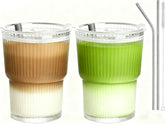 AFINSEA vasos vidrio 13onzas cafe frio con tapa, ideal para llevar.