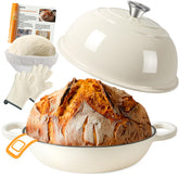 AHJ olla de hierro esmaltado 6qt, vista frontal para pan artesanal y cocción uniforme.