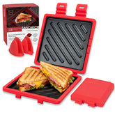 AHJ sándwich-maker microondas frente: prepara sándwiches crujientes en minutos.