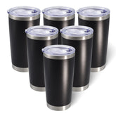 AIANJI vaso termico 20 oz con tapa acero inoxidable negro, ideal para viaje diario