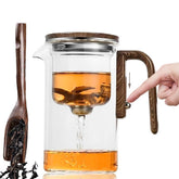 AIANR tetera de vidrio con separación de agua y mango de madera para infusiones limpias.