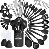 AIKKIL set de utensilios de cocina con soporte, organización rápida en la encimera.