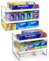 Organizador de wraps Aionvidas 2-pack para optimizar espacio en la despensa.