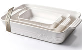 Bandeja cerámica AISBUGUR grande rectangular con asa, ideal para hornear y servir