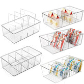 AITOPMART 5 pack de organizadores para despensa con 4 compartimentos, visión clara del contenido