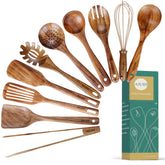 AIUHI juego de utensilios de teca para cocina, uso diario con sartenes antiadherentes