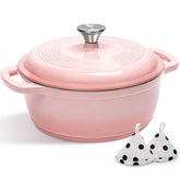 Olla AIVIKI cazo esmaltado 5qt con tapa rosa para hornear pan de forma uniforme