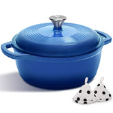 Olla AIVIKI 5QT con tapa esmaltada, cocción uniforme y retención de calor.