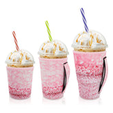 AJLTPA funda aislante neopreno con manija rosa glitter para taza