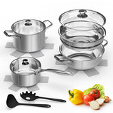 Akaice set de potes y cacerolas de 12 piezas para cocinar con comodidad.