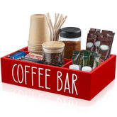 ALELION estación de cafe rojo con divisores removibles para ordenar cápsulas y utensilios.