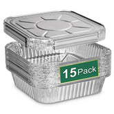 Bandeja Alfolic de aluminio desechable 8x8 con tapa, ideal para hornear y almacenar.