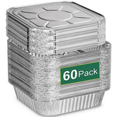 Alfolic bandejas aluminio 8x8 con tapa para hornear y servir, set de 60
