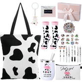 Aliceset bolso estampado vaca, ideal para transporte diario y regalos temáticos.
