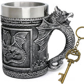 alikiki Taza Dragón D&D grande, frontal 3D, ideal para sesiones de juego.