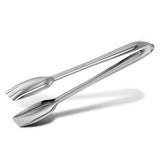 Pinzas All-Clad con extremos anchos para agarrar alimentos grandes.