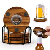Almagic posavasos 2 en 1 con abridor integrado, ideal para bebidas.