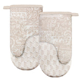 Manoplas Alselo de horno caqui patchwork flor, agarre seguro para bandejas calientes