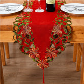 AMARED corredor de mesa bordado con hojas verdes, ideal para decorar la mesa navideña.