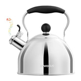 AMFOCUS hervidor de acero inoxidable con silbato, vista lateral para hervir agua rápido.