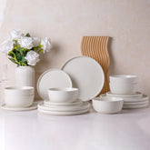 AmorArc gres, juego 18 piezas mate blanco para mesa diaria