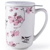 Taza AmorArc de cerámica con infusor para té de hojas sueltas.