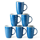 Tazas AmorArc XL 20oz azules con texturas geométricas para café