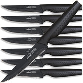 Cuchillos Amorston, filo serrado para bistec, ideal para carnes jugosas