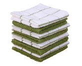 AMOUR INFINI paños de cocina terry set 8 verde sólido, absorbentes para secar platos.