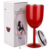 AMZUShome vaso vino acero inoxidable 10 oz con tapa, mantiene temperatura estable.