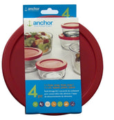 Anchor Hocking tapas rojas para 7 tazas con cierre seguro y almacenamiento eficiente.