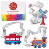 Cortador Ann Clark tren motor para galletas, ideal para decoraciones temáticas.