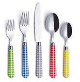 Conjunto ANNOVA 20 piezas con mangos coloridos, ideal para comidas diarias elegantes.