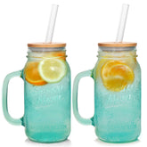 ANOTION tarro Mason colorido con tapa de bambú para bebidas refrescantes en casa