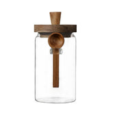 ANSQU frasco de cristal 34oz con tapa de madera y cuchara para café