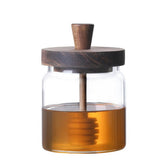 ANSQU tarro de miel con tapa de madera y espiral integrado para servir con precisión