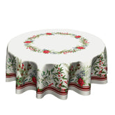 Mantel Anyako navidad redondo con flores rojas para una mesa festiva
