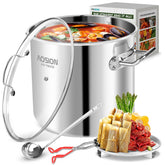 Olla AOSION de acero inoxidable 20qt con tapa, ideal para guisos y caldos abundantes