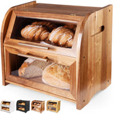 Apace Living Arise: caja de pan de acacia con ventana clara para pan fresco.